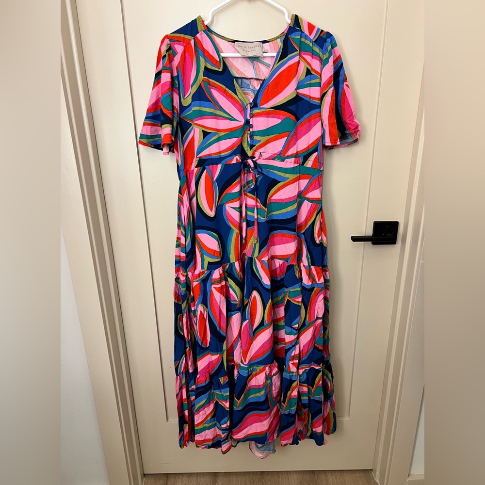 Vibrant Pink and Blue Maxi Dress